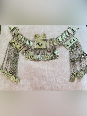 Vintage Afghan Kuchi Tribal Headpiece Forehead Jewelry Tikka Fringe Bells